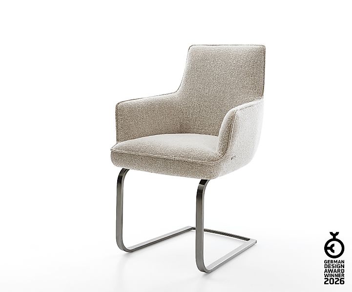 Freischwinger Heira-Flex mit Armlehnen Webstoff Soft Beige Freischwinger fl günstig online kaufen