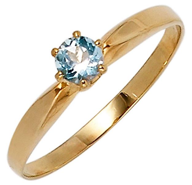 Schmuck Krone Goldring Ring mit Aquamarin hellblau & 585 Gelbgold, Gold 585 günstig online kaufen