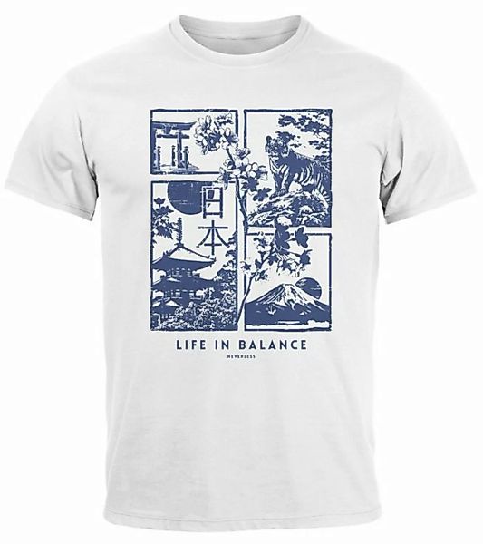 Neverless Print-Shirt Herren T-Shirt Japan Fuji Motiv Grafikshirt Life in B günstig online kaufen