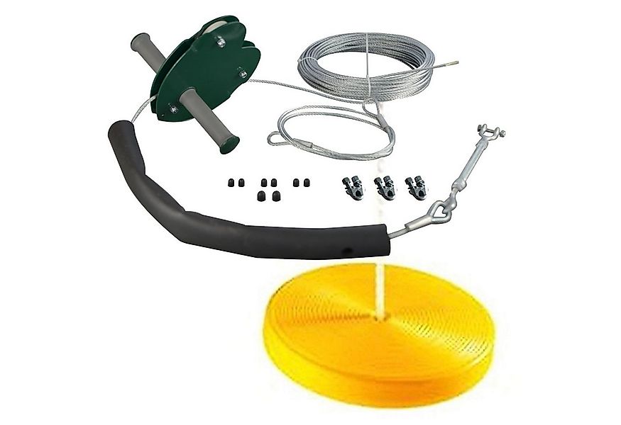 Loggyland Klettergerüst Seilbahn 25m mit Tellerschaukel komplett Garten Spi günstig online kaufen