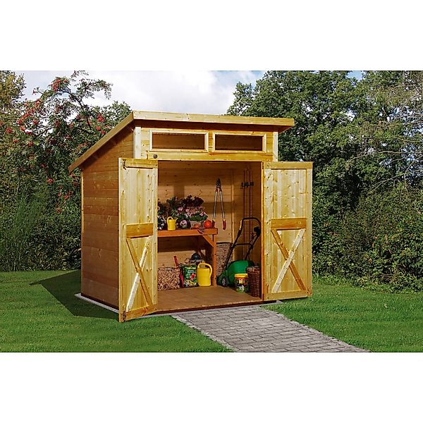 Weka Holz-Gartenhaus Pultdach Lasiert 237 cm günstig online kaufen