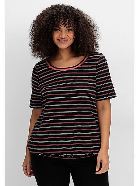 Sheego Rundhalsshirt Große Größen mit Gummizugbund günstig online kaufen