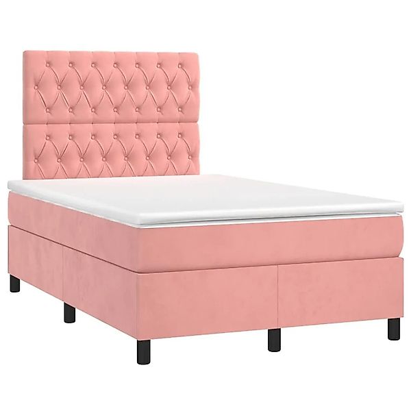 vidaXL Boxspringbett mit Matratze & LED Rosa 120x190 cm Samt 3270334 günstig online kaufen