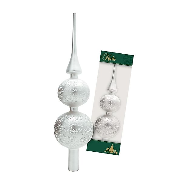 Krebs Glas Lauscha Baumspitze Rankendekor Matt Silberfarbig 33cm günstig online kaufen