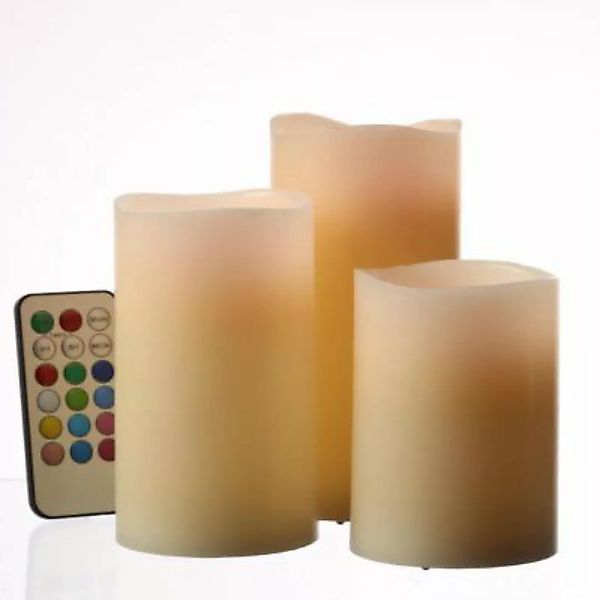 MARELIDA LED Kerzenset mit farbwechsel Echtwachs 3 Größen 3er Set weiß günstig online kaufen