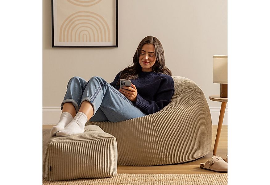 icon Sitzsack Erwachsene aus Cord „Kingston“ mit Hocker (Spar-Set, 1 x Sitz günstig online kaufen