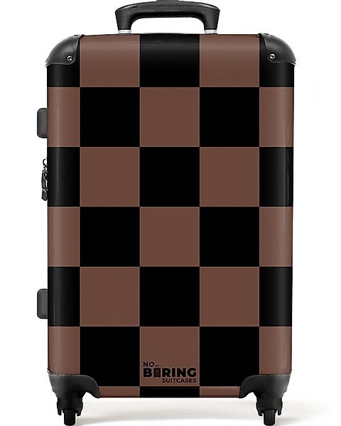 NoBoringSuitcases.com© Hartschalen-Trolley Braun mit schwarzem Schachbrettm günstig online kaufen