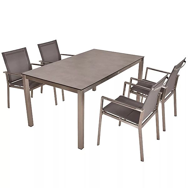 Gartenmöbel Tischgruppe 5-tlg. in grau, MAINAU-120 günstig online kaufen