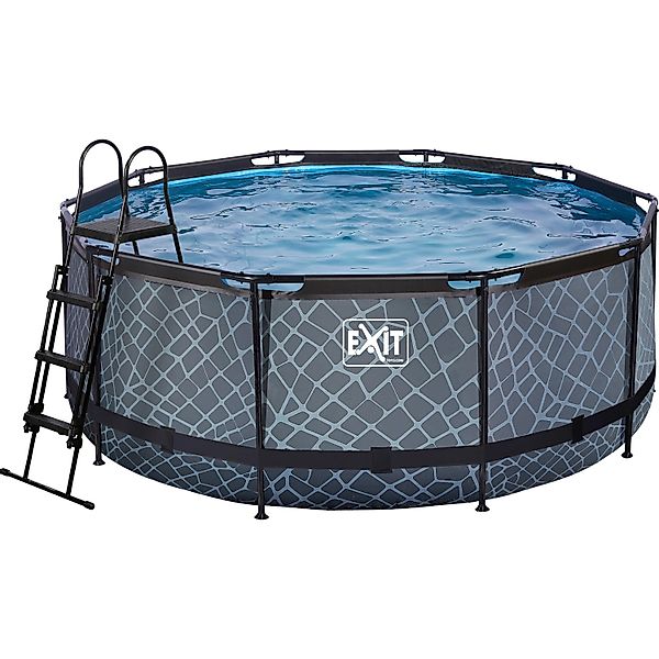 EXIT Stone Pool Grau Ø360x122cm m. Filterpumpe günstig online kaufen