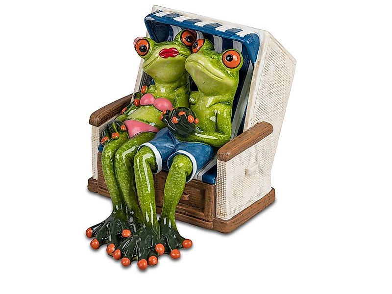 Geschenk-Himmel Dekofigur Froschpaar im Strandkorb sitzend Frösche hellgrün günstig online kaufen