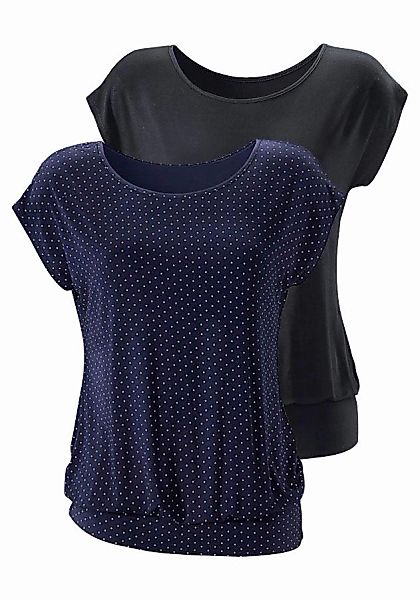 LASCANA Longshirt "mit breitem Bund", (2er-Pack), aus weichem Viskose-Stret günstig online kaufen
