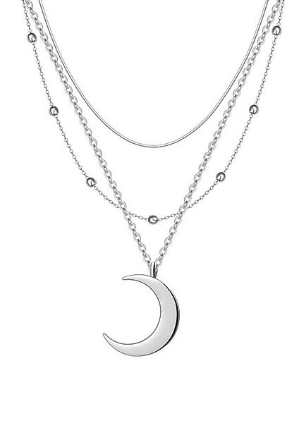 Hey Happiness Collier-Set Damen Layer, 2er Set Mond Anhänger 18K Roségold v günstig online kaufen