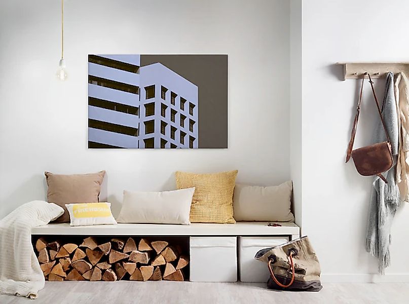 Bricoflor Leinwand Bild Mit Wolkenkratzer In Grün Und Rosa Modernes Wandbil günstig online kaufen