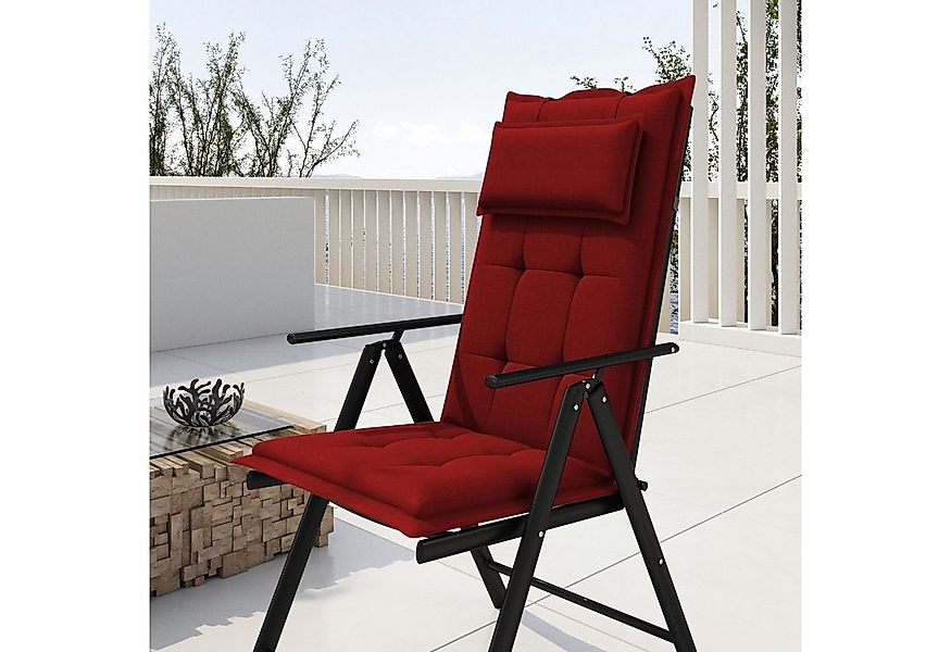 sunnypillow Hochlehnerauflage Gartenstuhlauflagen mit abnehmbarem Kopfpolst günstig online kaufen