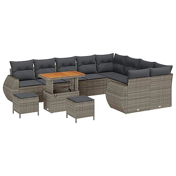 vidaXL Garten-Sofa-Set 12-Tlg Grau Poly Rattan 3361918 günstig online kaufen