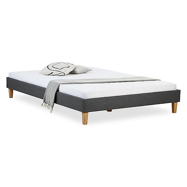 Homestyle4u Polsterbett mit Lattenrost 140x200 cm in Grau 1925 günstig online kaufen