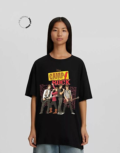Bershka Oversize-T-Shirt Camp Rock Mit Kurzen Ärmeln Und Print Damen L Schw günstig online kaufen