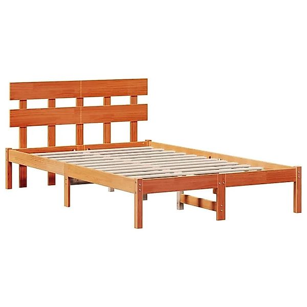 vidaXL Bettgestell mit Kopfteil Braun 140 x 190 cm Massivholz Kiefer 872172 günstig online kaufen