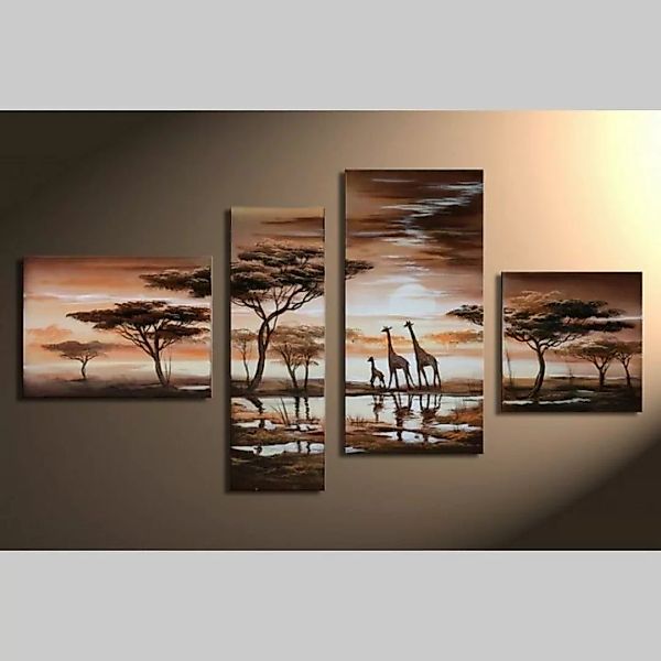 4 Leinwandbilder AFRIKA Giraffe (1) 120 x 70cm Handgemalt günstig online kaufen