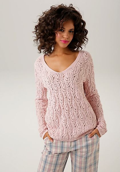 Aniston CASUAL Strickpullover, mit trendigem Ajour-Muster günstig online kaufen
