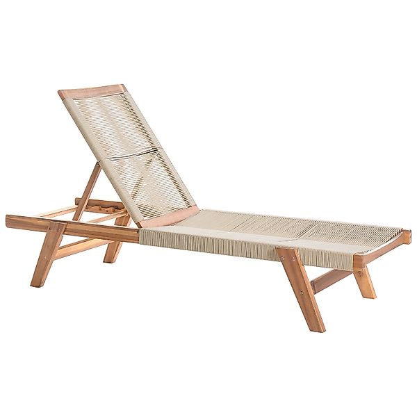 Beliani Gartenliege Beige Heller Holzfarbton 190x64x35 günstig online kaufen