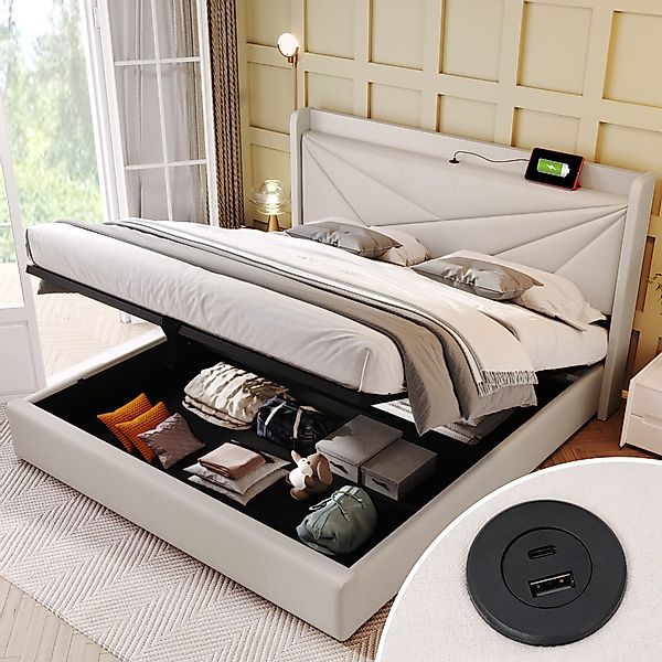 STILVORA Polsterbett 160x200 Stauraumbett Jugendbett mit günstig online kaufen