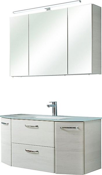 Saphir Badmöbel-Set Quickset 2-teilig, Glas-Waschtisch mit LED-Spiegelschra günstig online kaufen