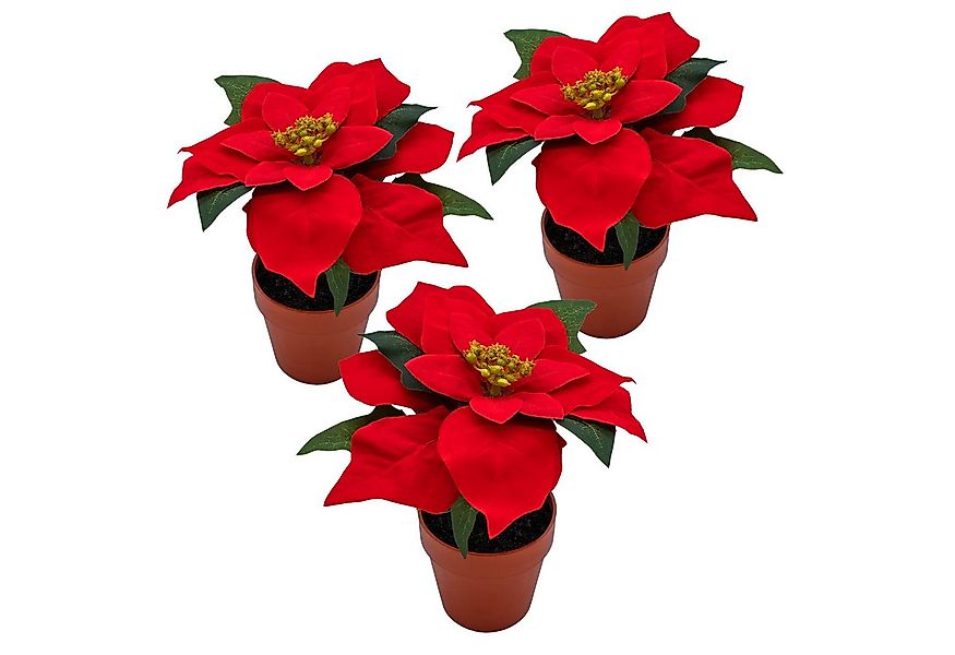 Winterliche Kunstpflanze im Blumentopf 20 cm Poinsettia, Spetebo, Höhe 8 cm günstig online kaufen