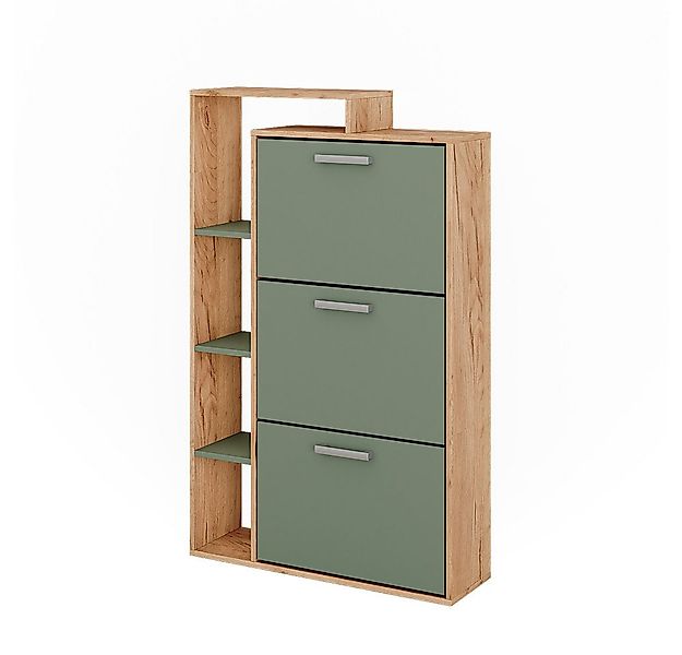 Vicco Schuhkipper Orlando, Goldkraft Eiche/Grün, 80 x 128.3 cm mit 3 Fächer günstig online kaufen
