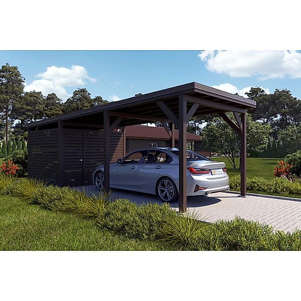 Holzbrüder Carport Ralf 26m² mit Geräteraum Graubraun-Braun günstig online kaufen