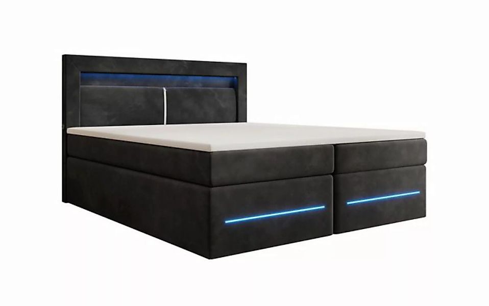 Luxusbetten24 Boxspringbett Minera, mit LED, USB und Stauraum günstig online kaufen