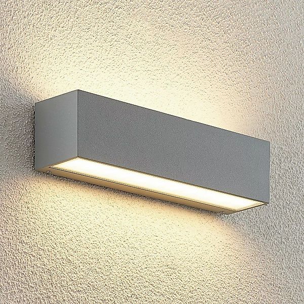 Lucande LED-Außenwandlampe Lengo 25 cm silber up/down 3.000K günstig online kaufen