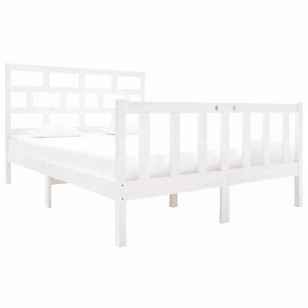 Vidaxl Massivholzbett Weiß Kiefer 135x190 Cm 4ft6 Double günstig online kaufen