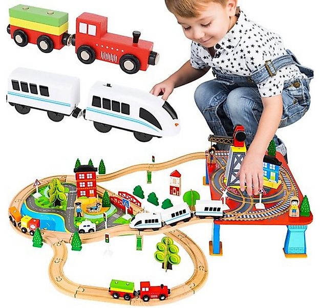 KRUZZEL Spielzeugeisenbahn-Set Holzeisenbahn Kinderzug, Spur 3,3 m, (Spar-S günstig online kaufen
