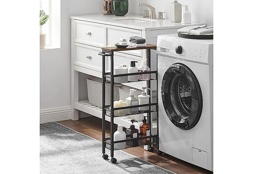 relaxdays Küchenwagen Nischenwagen mit 4 Ebenen, Industrial-Schwarz günstig online kaufen