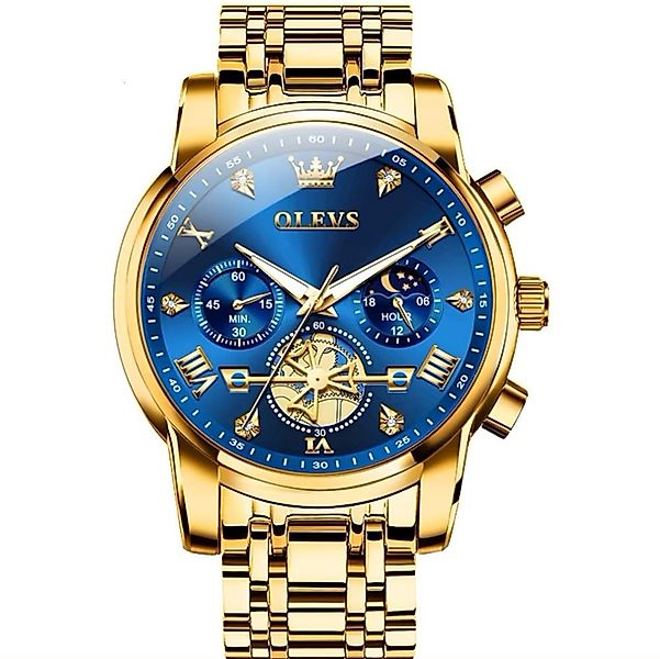 Tidy Quarzuhr Herrenuhr Chronograph – Luxuriöses Blau-Gold Design günstig online kaufen