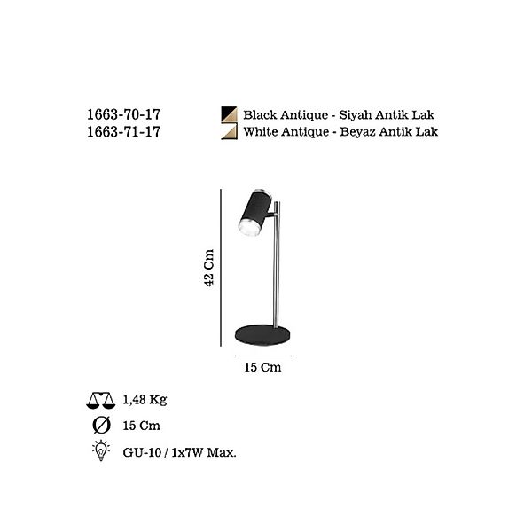 Tischleuchte Lume, schwarz/gold antik, Höhe 42 cm, Metall günstig online kaufen