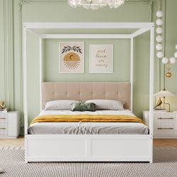 REDOM Bett Elegantes Holz-Himmelbett Doppelbett Kinderbett günstig online kaufen