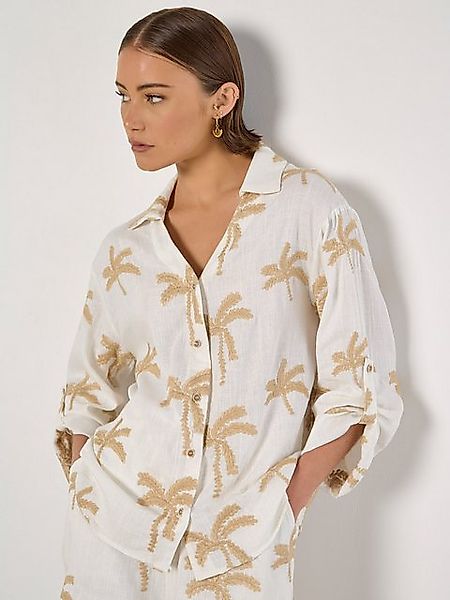 Apricot Hemdbluse Besticktes Palmenhemd, mit Krempelarm günstig online kaufen