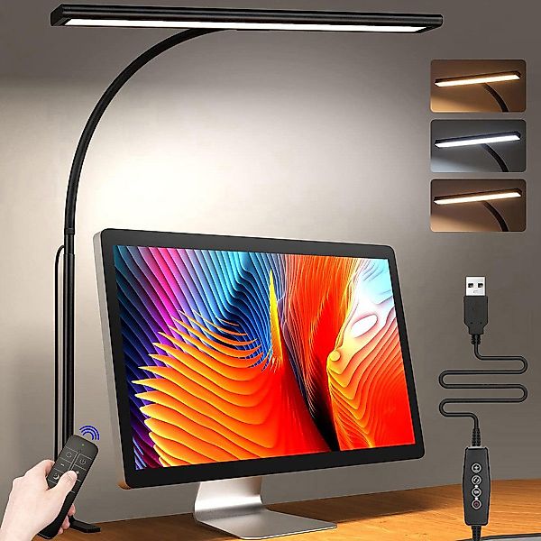 MUPOO LED Schreibtischlampe klemmbar Schreibtischlampe LED günstig online kaufen