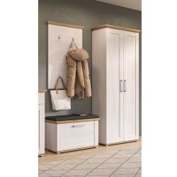 Garderoben Set Dielenmöbel Set in Weiß und Wildeichefarben (dreiteilig) günstig online kaufen