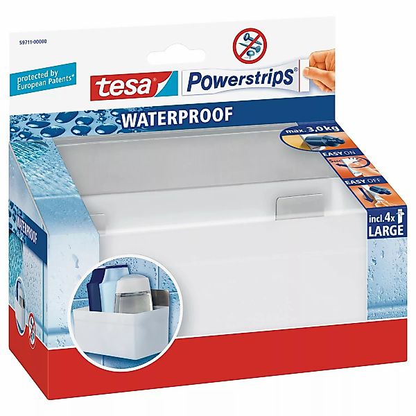 Tesa Waterproof Regal Weiß mit 4 x Powerstrips Large günstig online kaufen