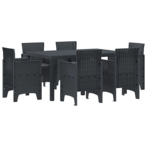 vidaXL 7-Teiliges Garten EssSet mit Kissen Anthrazit Poly-Rattan 3378555 günstig online kaufen