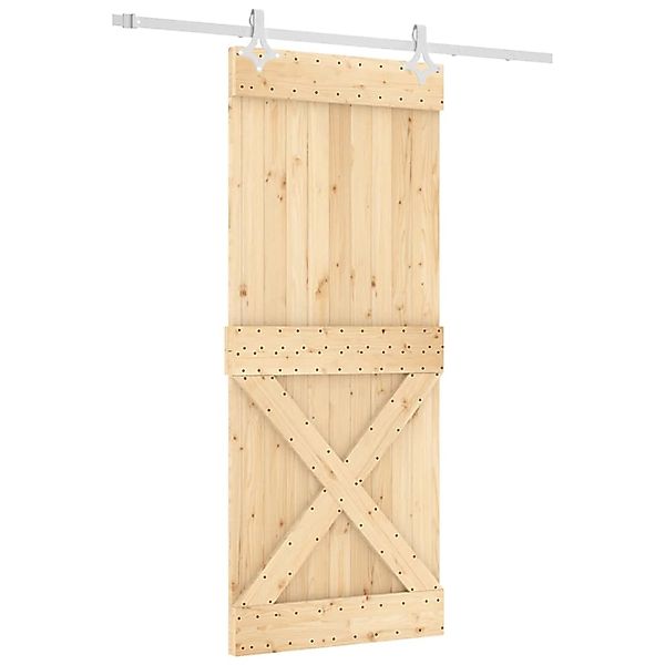 vidaXL Schiebetür mit Beschlag 85x210 cm Massivholz Kiefer 3203193 günstig online kaufen