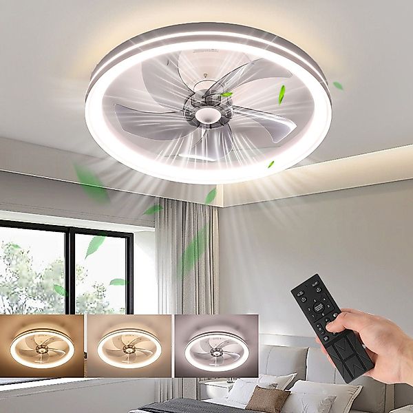 LETGOSPT Deckenleuchte Deckenventilator mit Lampe, 50W günstig online kaufen