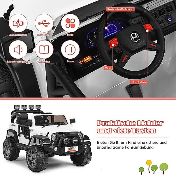 KOMFOTTEU Elektro-Kinderauto 2-Sitz, mit Fernbedienung, LED günstig online kaufen