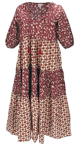 Guru-Shop Midikleid Boho Baumwoll Maxikleid, gestuftes günstig online kaufen