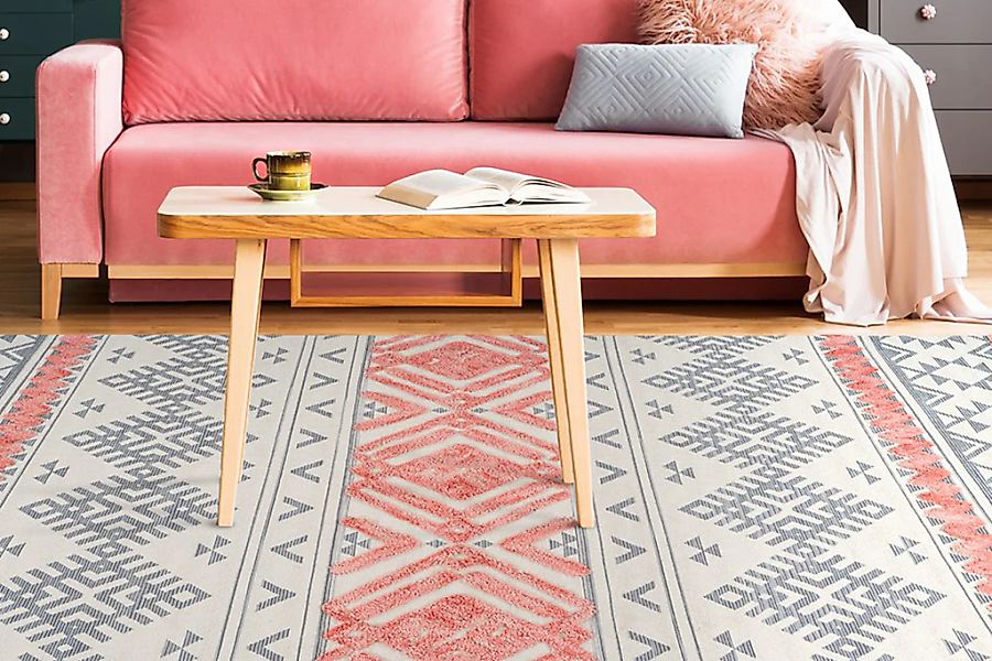 my home Teppich "Darius" rechteckig 10 mm Höhe Hoch-Tief, Pastell, Wohnzimm günstig online kaufen