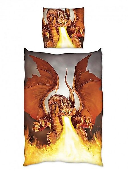 JACK Bettwäsche JACK Renforce Bettwäsche 135x200cm Feuer Drache Grau Terra günstig online kaufen