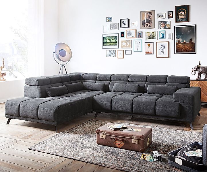 DELIFE Ecksofa Catan, Mikrofaser Anthrazit 295x230 günstig online kaufen
